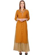 Yellow Embroidered Kurta Set In Georgette