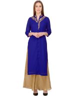 Blue Embroidered Slit Style Kurta Set