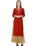 Red Embroidered Kurta & Palazzo Set