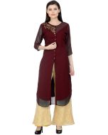 Maroon Embroidered Kurta & Palazzo