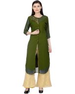 Green Embroidered Kurta Set