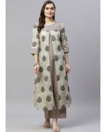 Readymade Grey Printed Kurta Set