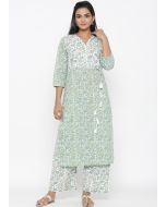 Green Floral Print Kurta & Palazzo Set