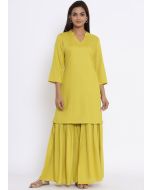 Yellow Readymade Kurta Set In Rayon