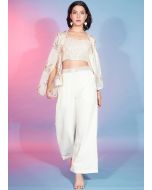 Off White Embellished Co-Ord Set