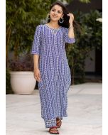 Blue Readymade Printed Kurta Set