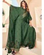 Green Readymade Digital Printed Kaftan In Viscose