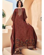 Maroon Readymade Viscose Kaftan In Digital Print