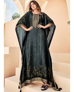 Black Readymade Digital Printed Viscose Kaftan