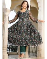 Green Floral Printed Kurta Set