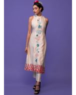 Cream Embroidered Co-Ord Set In Chanderi