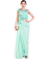 Mint Green Jumpsuit Style Georgette Gown