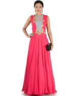 Pink Georgette Net Designer Gown