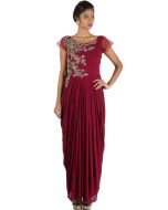 Maroon Georgette Dhoti Style Gown