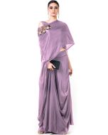 Light Purple Satin Skirt With Asymmetric Cape