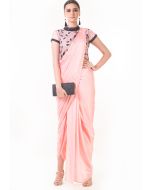 Light Pink Crape Silk Draped Dhoti With Blouse