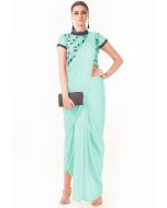 Pastel Green Draped Dhoti With Blouse