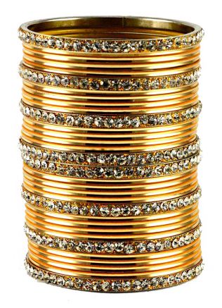 Stone Studded Golden Bangle Set