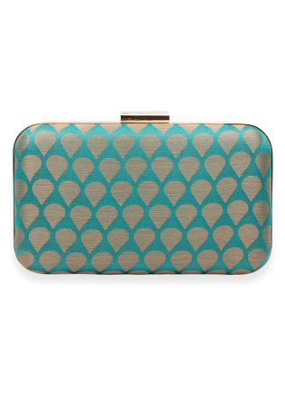 Woven Brocade Turquoise Clutch