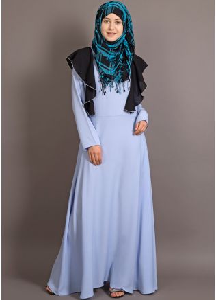 Blue and Black Frilled Design Readymade Abaya