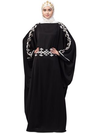 Black Resham Embroidered Readymade Kaftan