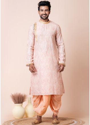 Pecah Embroidered Men Kurta Dhoti Set