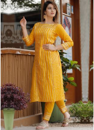 Readymade Yellow Gota Patti Embellished Kurta Pant Set