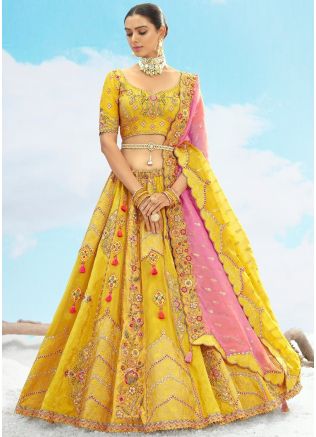 Yellow Embroidered Lehenga Choli