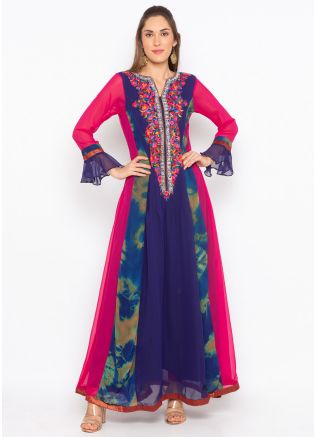 Readymade Multicolor Anarkali Kurta With Pant Set