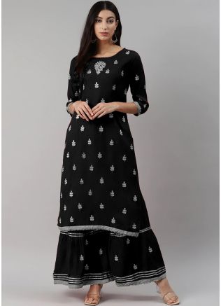 Readymade Black Kurta With Sharara