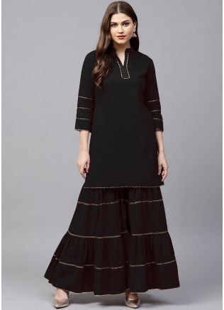 Readymade Black Gota Patti Kurti & Sharara