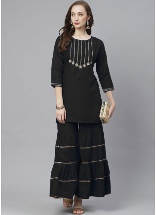 Readymade Black Gota Patti Kurti & Sharara