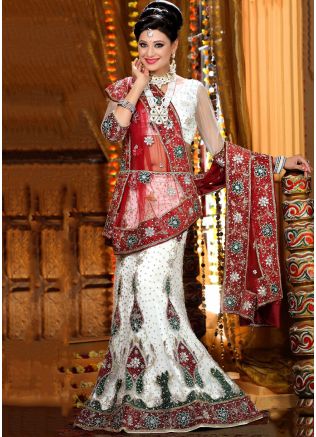 White Indian Net Lehenga Choli Online Shopping with Dupatta in USA