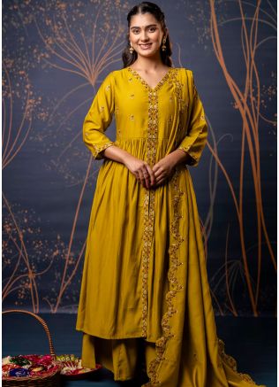 Yellow Embroidered Salwar Suit Set