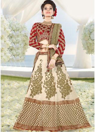 Cream Lehenga Choli with Dupatta