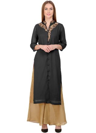 Black Embroidered Kurta Set