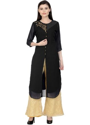 Black Embroidered Kurta Set