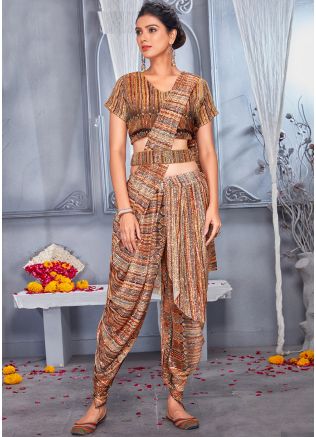 Multicolor Indo Western Dhoti With Sequinned Blouse