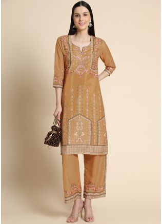 Readymade Yellow Floral Printed Kurta Set