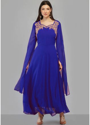 Blue Flared Georgette Long Kurti