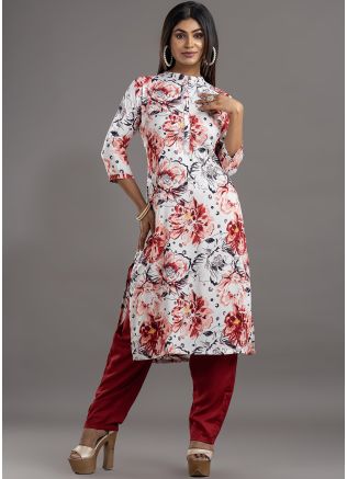 Multicolor Reyon Kurta Set In Printed