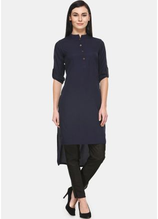 Readymade Blue Asymmetric Kurta Set