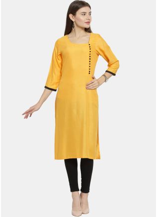 Yellow Readymade Plain Kurta Set