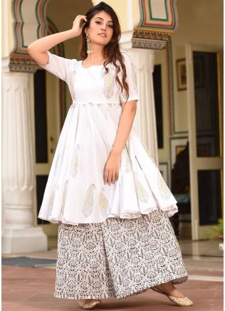 Readymade White Digital Printed Palazzo Set