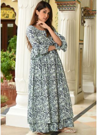 Green Readymade Digital Printed Palazzo Set