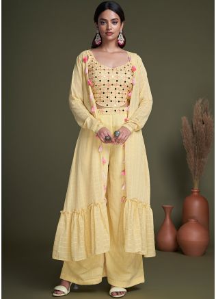 Yellow Embroidered Palazzo Set