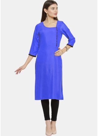 Blue Plain Readymade Kurta Set