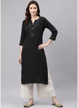 Black Laced Readymade Kurta Set