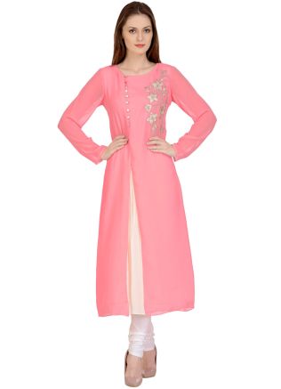 Pink Embroidered Kurta Set