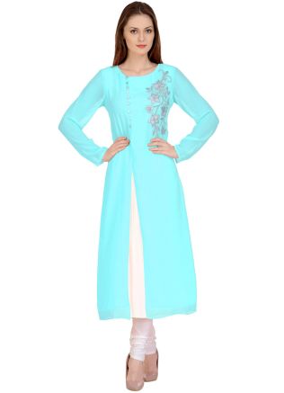 Pink Embroidered Slit Style Kurta Set